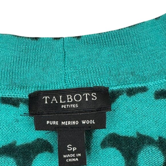 Talbots Pure Merino Wool Floral/Paisley Open Front Cardigan Women's Size SP - Picture 3 of 5